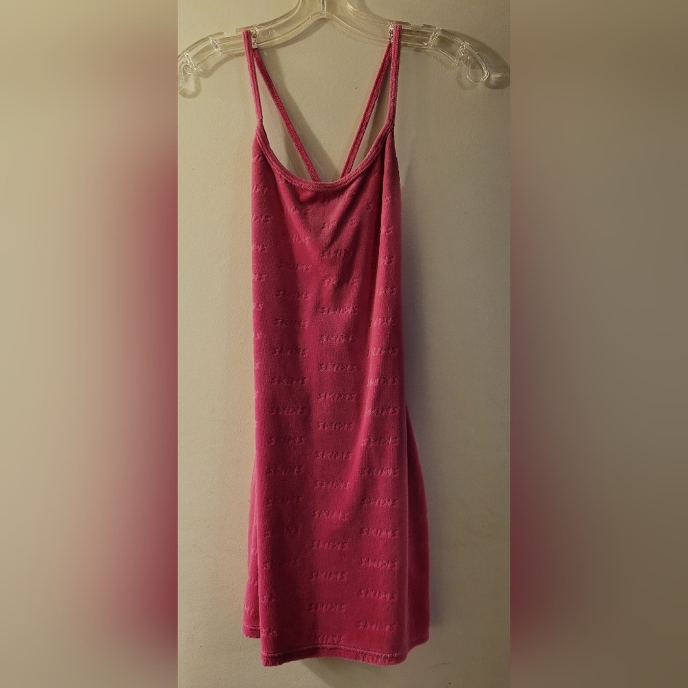 Skims Velour Logo XS Hot Pink Limited Edition Mini Soft Maxi Dress Extra Small